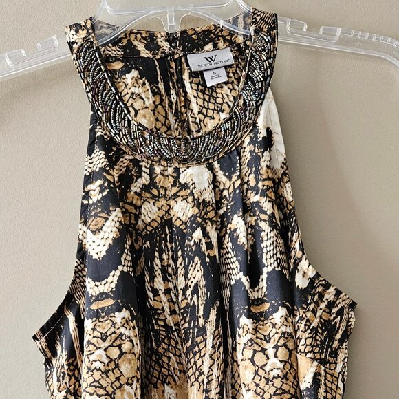 Classy Beaded Halter Neckline on luscious polyester top Size S - Picture 6 of 7